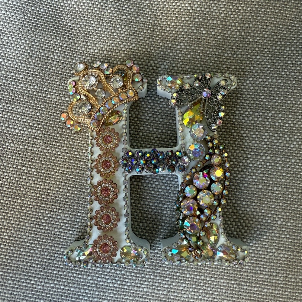 Custom Rhinestone Letter Decor Sparkly Wall or Table Initials, Handmade Crystal